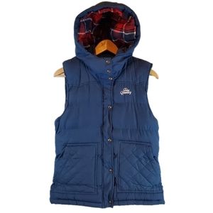Tokyo Laundry Puffer Vest Size 12 Womens Hooded Plaid Flannel Liner Penelope